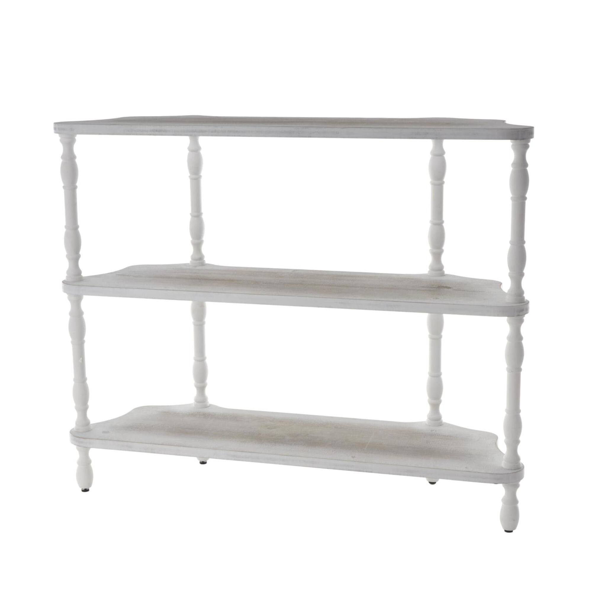 38" x 46.5" White Washed Wooden 2 Shelf Storage Shelving Unit
